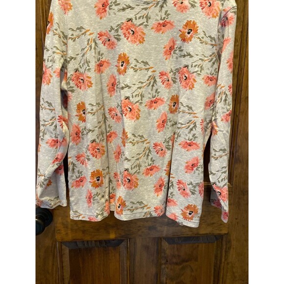 Croft & Barrow Blouse Plus Size 2X Top Tan Peach Floral T Shirt 100% Cotton - Picture 3 of 10